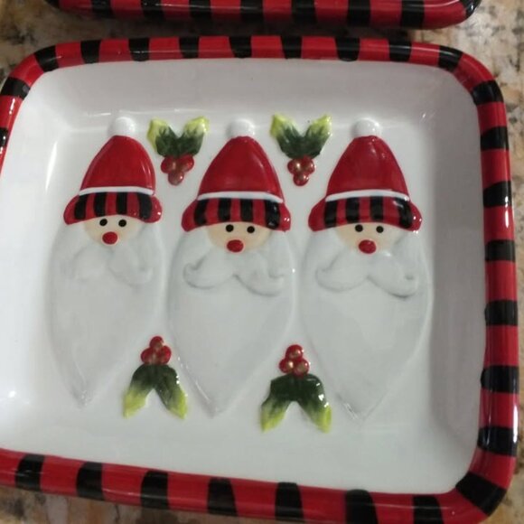 2007 Fitz And Floyd Santa, Santa! Square Nut Dish - Picture 6 of 7